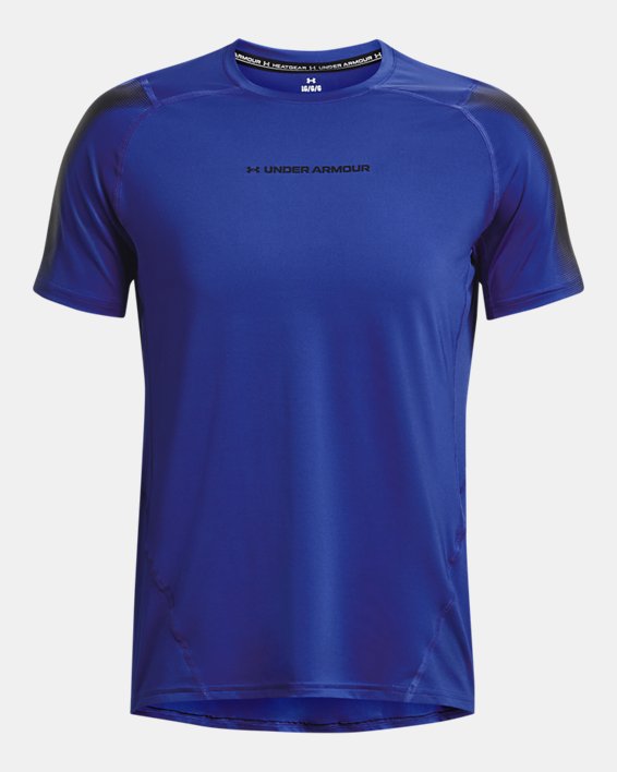 Men's HeatGear® Fitted Short Sleeve, Blue, pdpMainDesktop image number 4